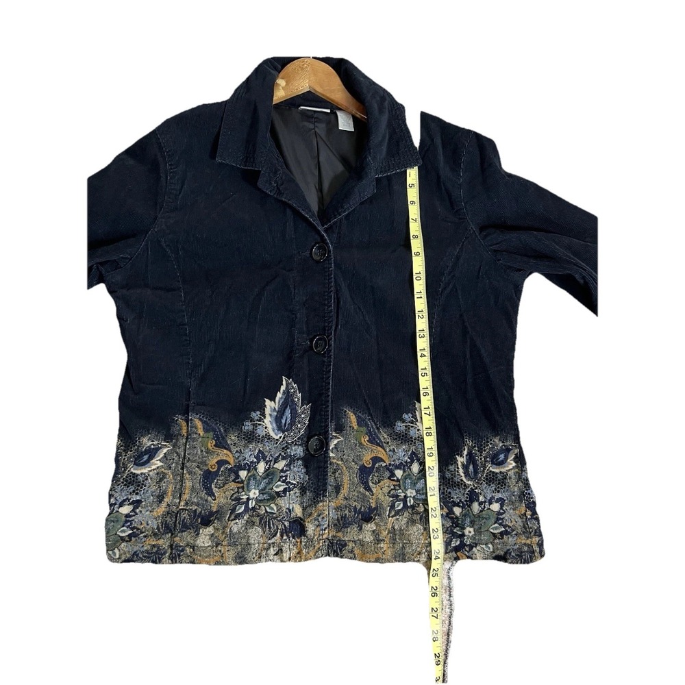 Chico Womens Blazer 2 Black Peacock Print Vintage Y2K Classic Single Breasted - Picture 16 of 16